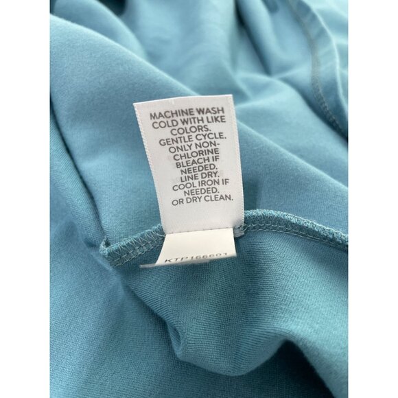 J Jill Ponte Tie Waist 3/4 Sleeve Top Womens Small Teal Blue Viscose Blend Chic - Picture 9 of 10